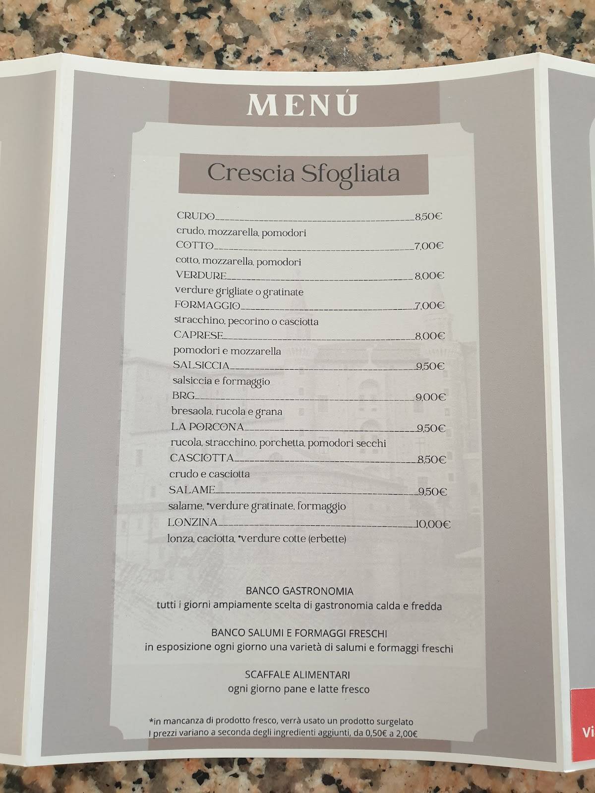 Menu di Da Laura pizzeria 