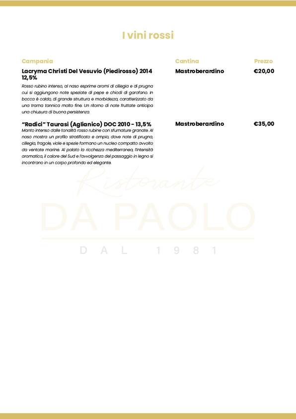 Menu di Da Paolo 