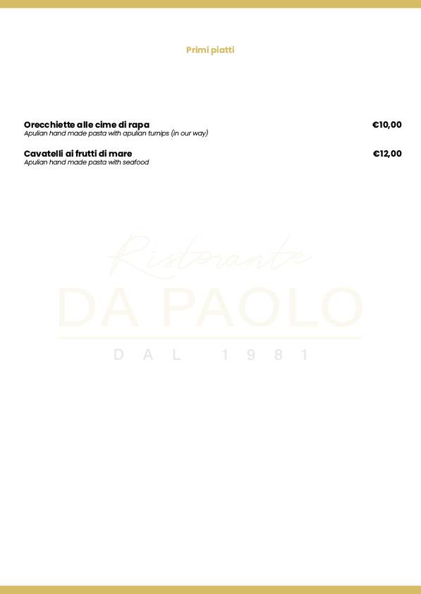 Menu di Da Paolo 