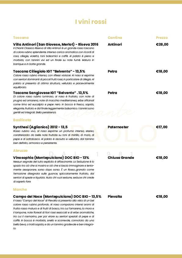 Menu di Da Paolo 