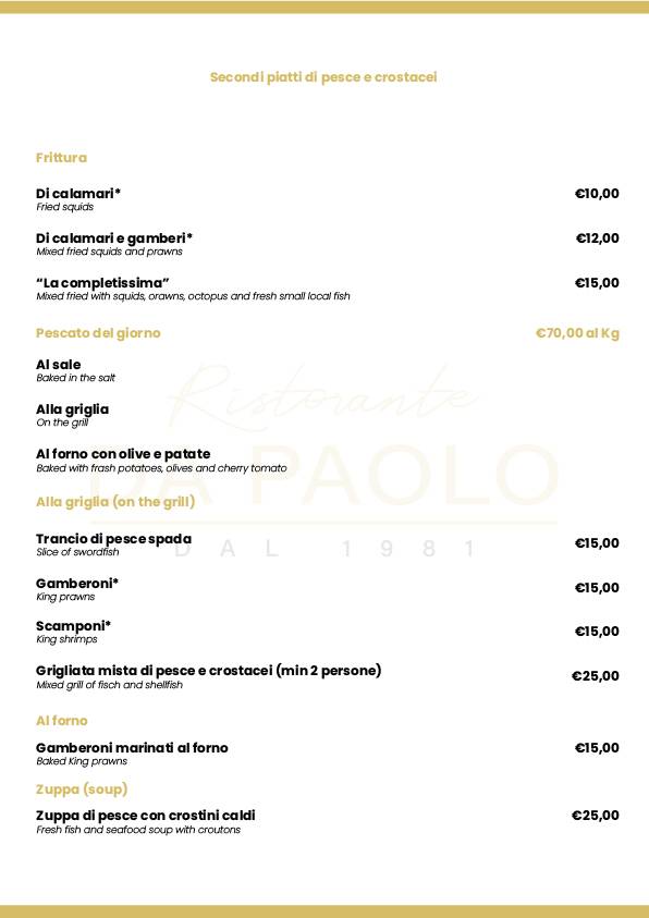 Menu di Da Paolo 