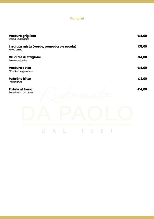 Menu di Da Paolo 