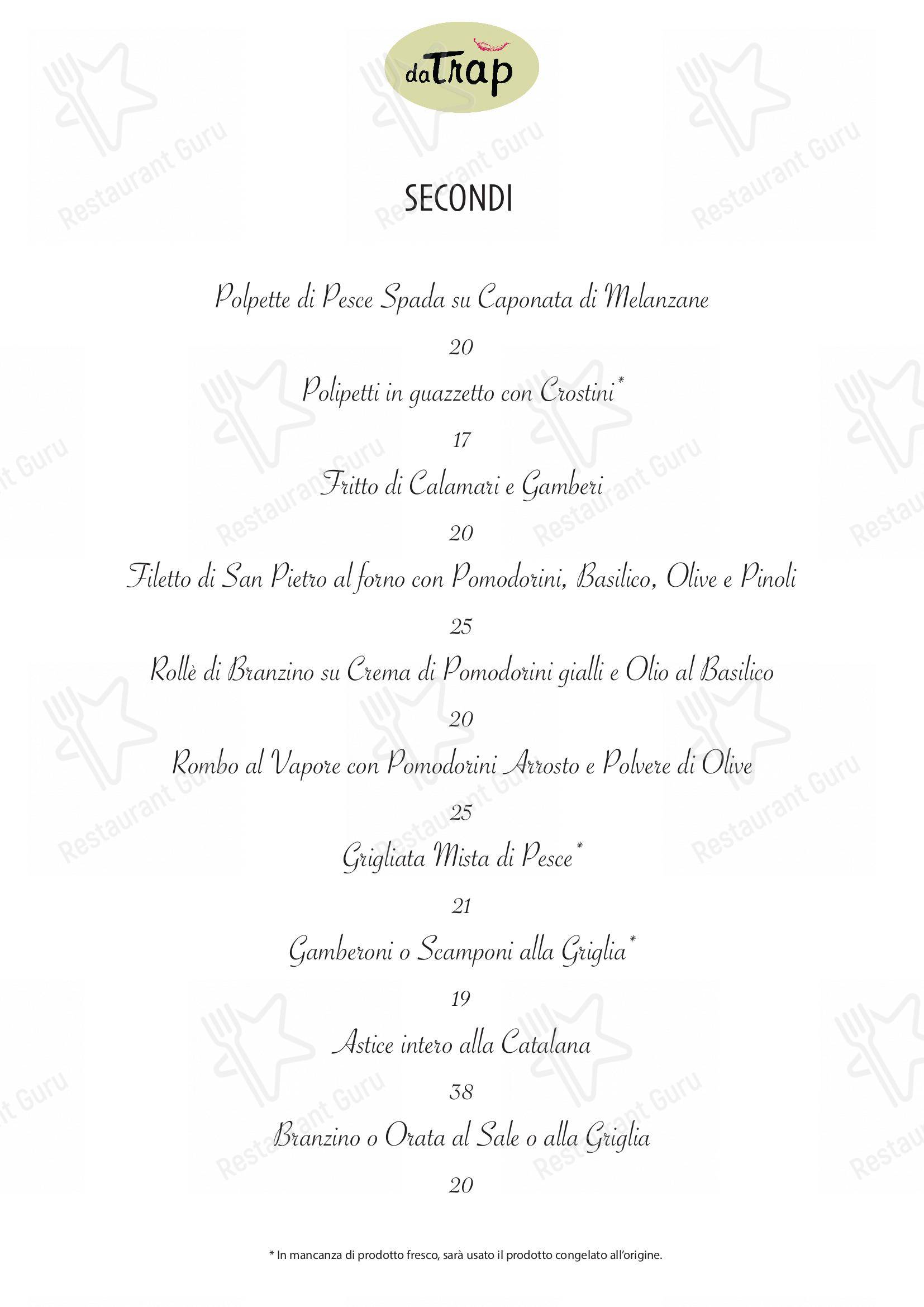 Ristorante Pizzeria da Trap in Milano - Menu bar