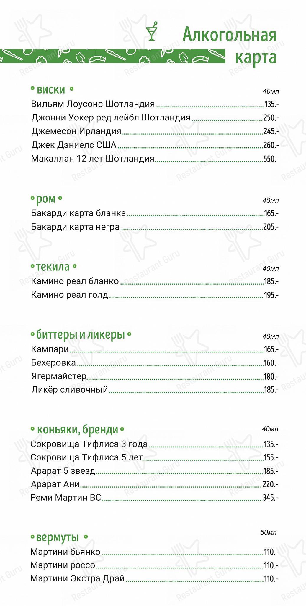 Меню кафе Дача, Киров, Динамовский проезд