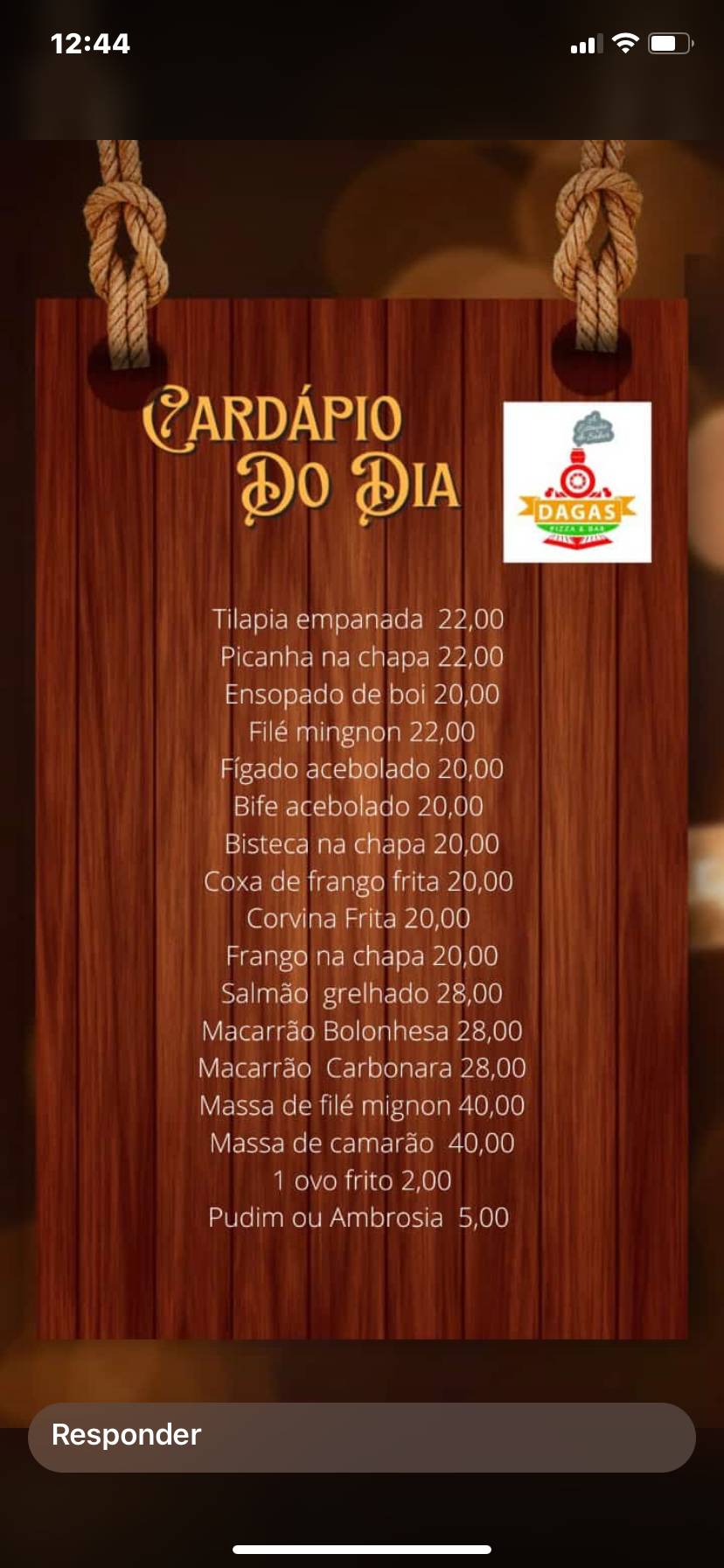 Dagas - Pizzaria - Bar e Restaurante cardápio