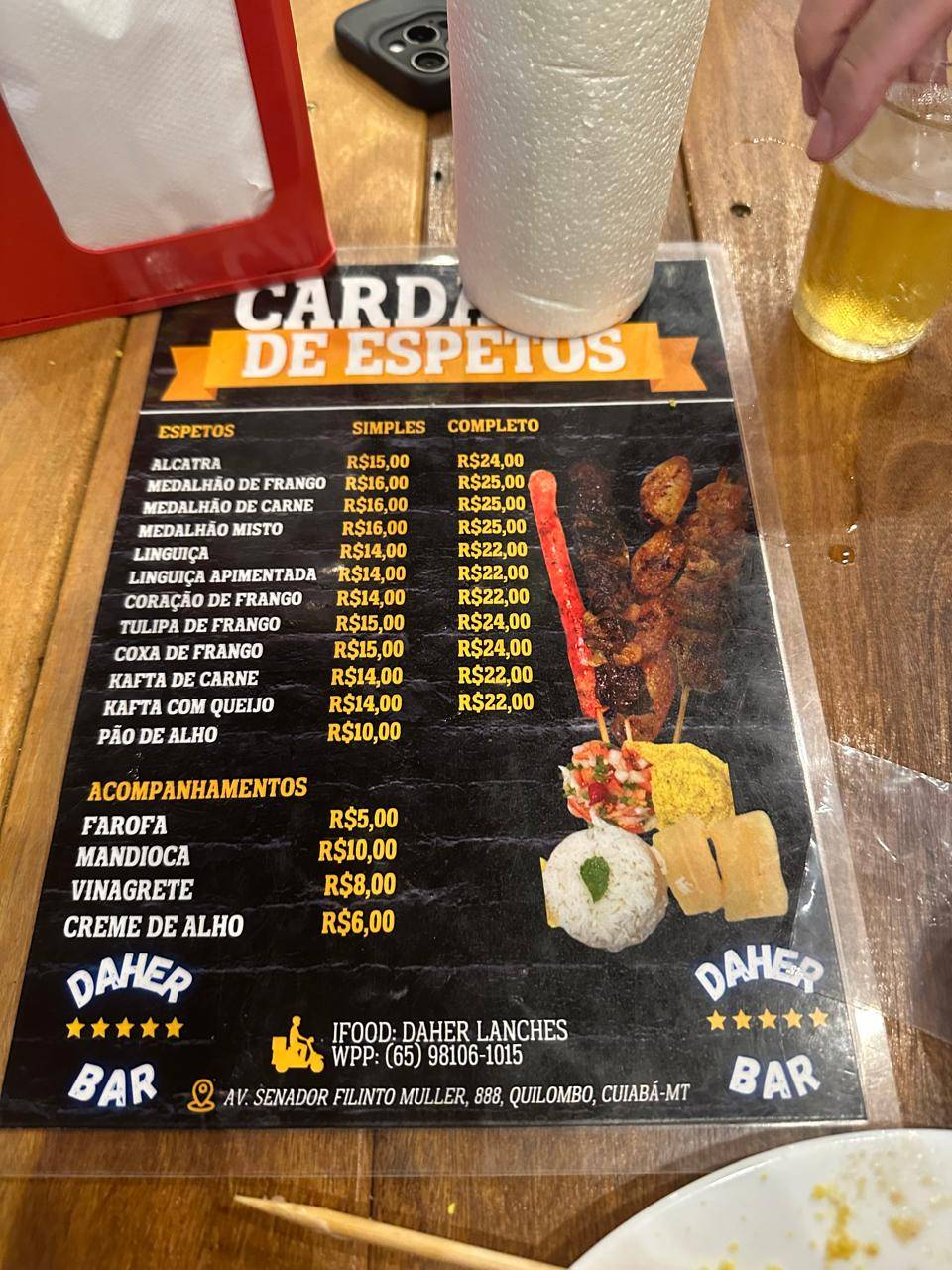 Daher - Espetaria - Bar ​ ​ cardápio