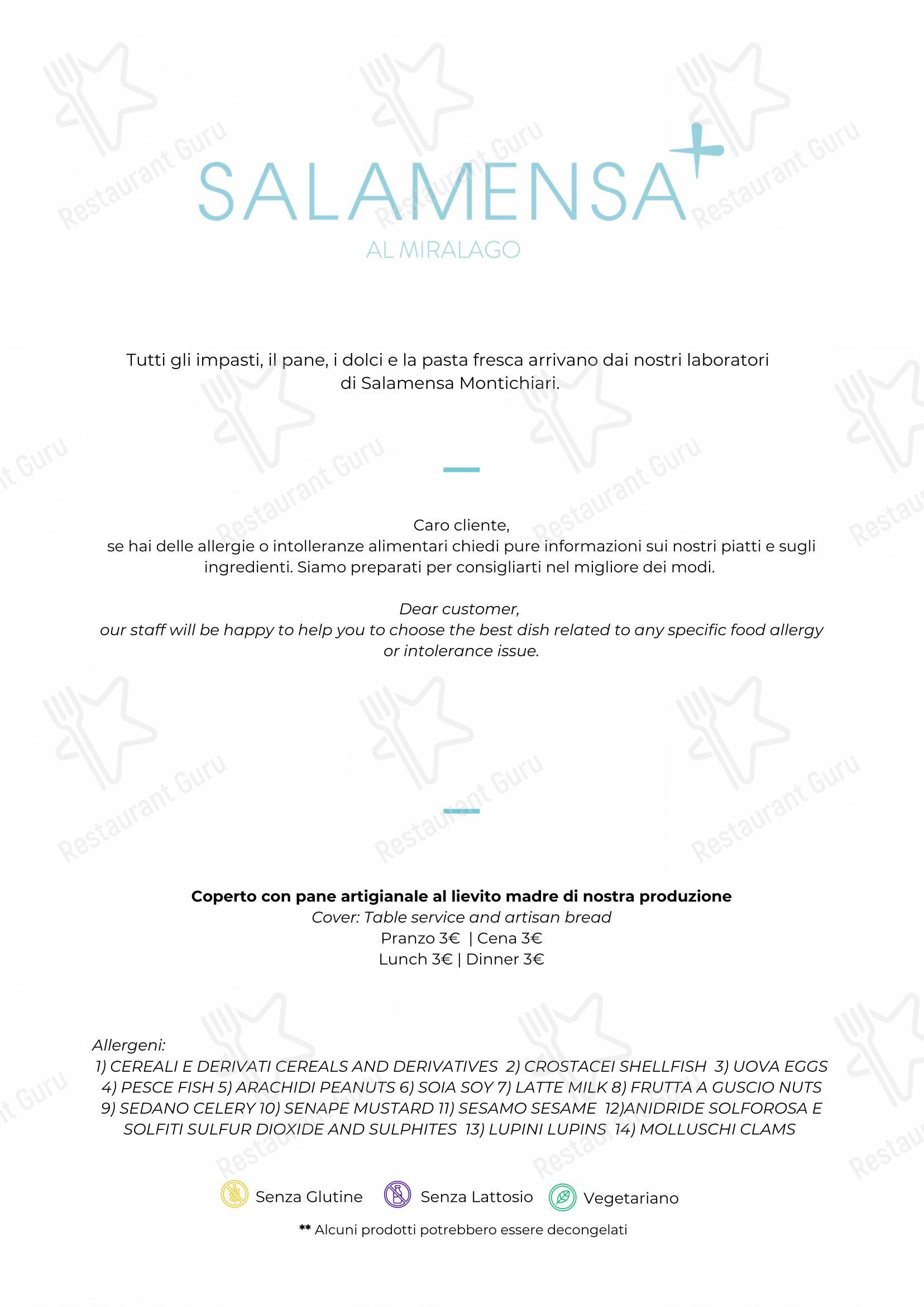 Menu bar per Salamensa al Miralago in Padenghe Sul Garda