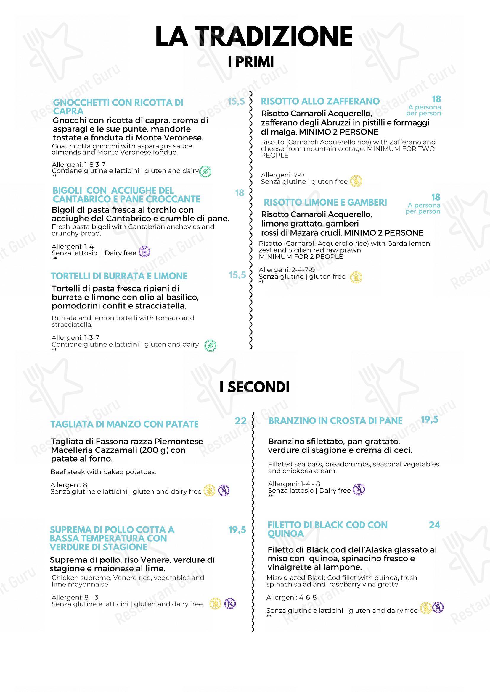 Menu di Salamensa al Miralago - Menu bar