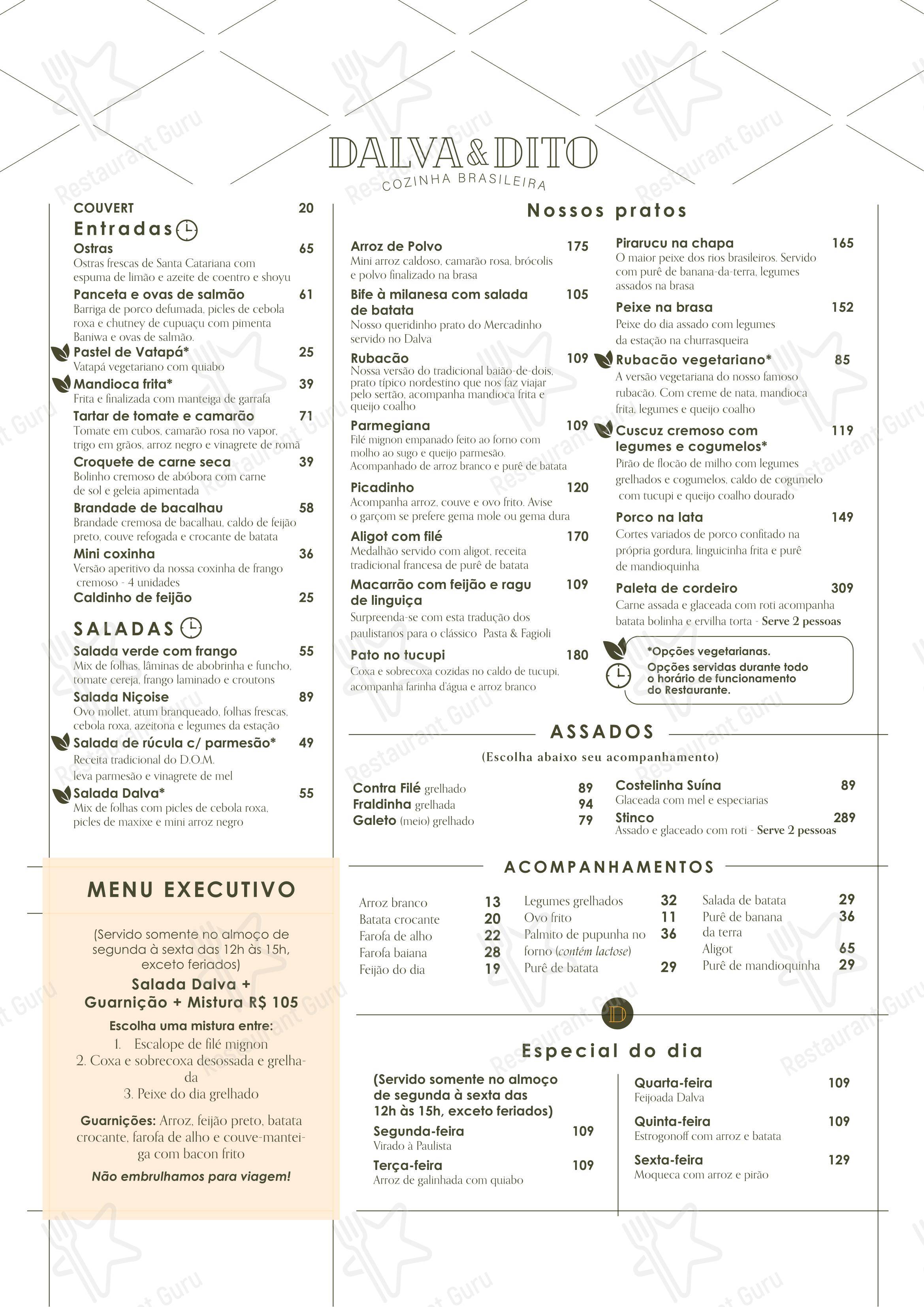 Dalva e Dito - Menu