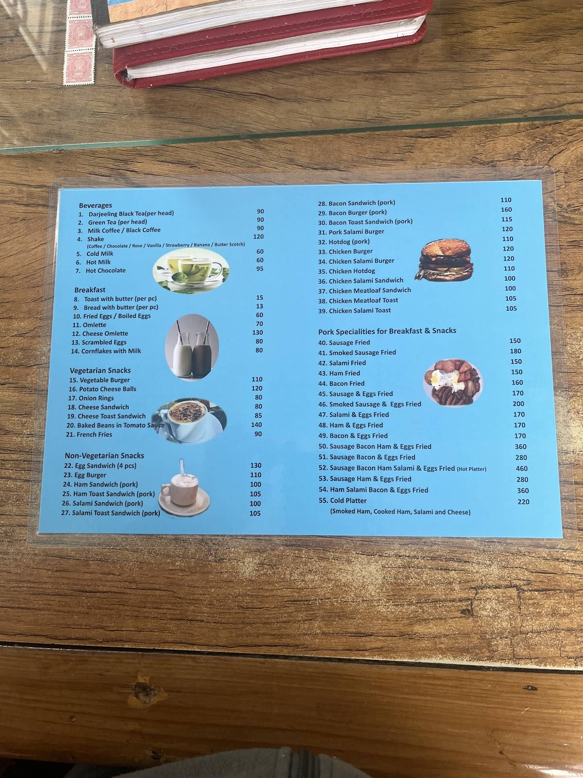Keventer's menu