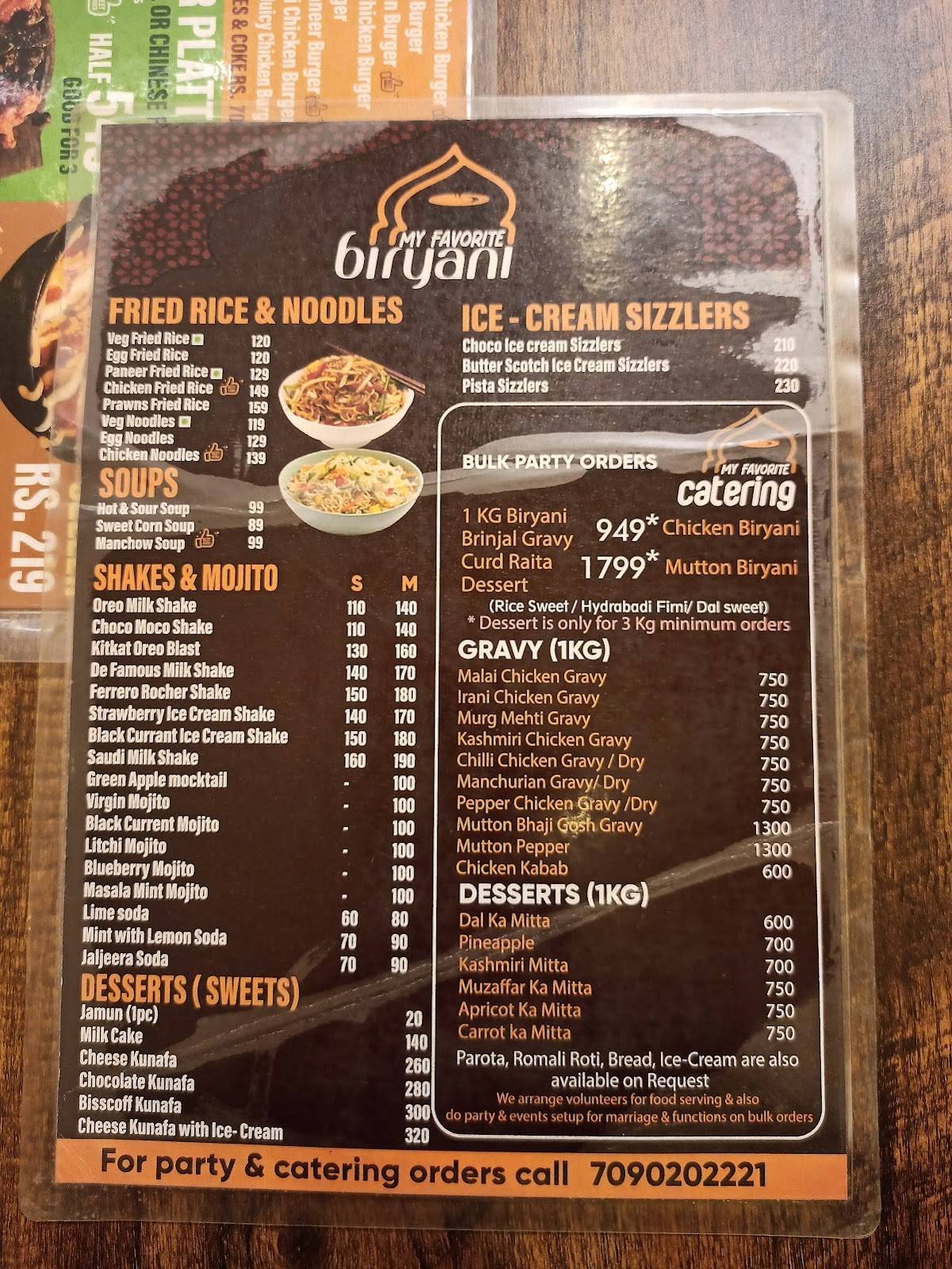 De Famous Cafe menu