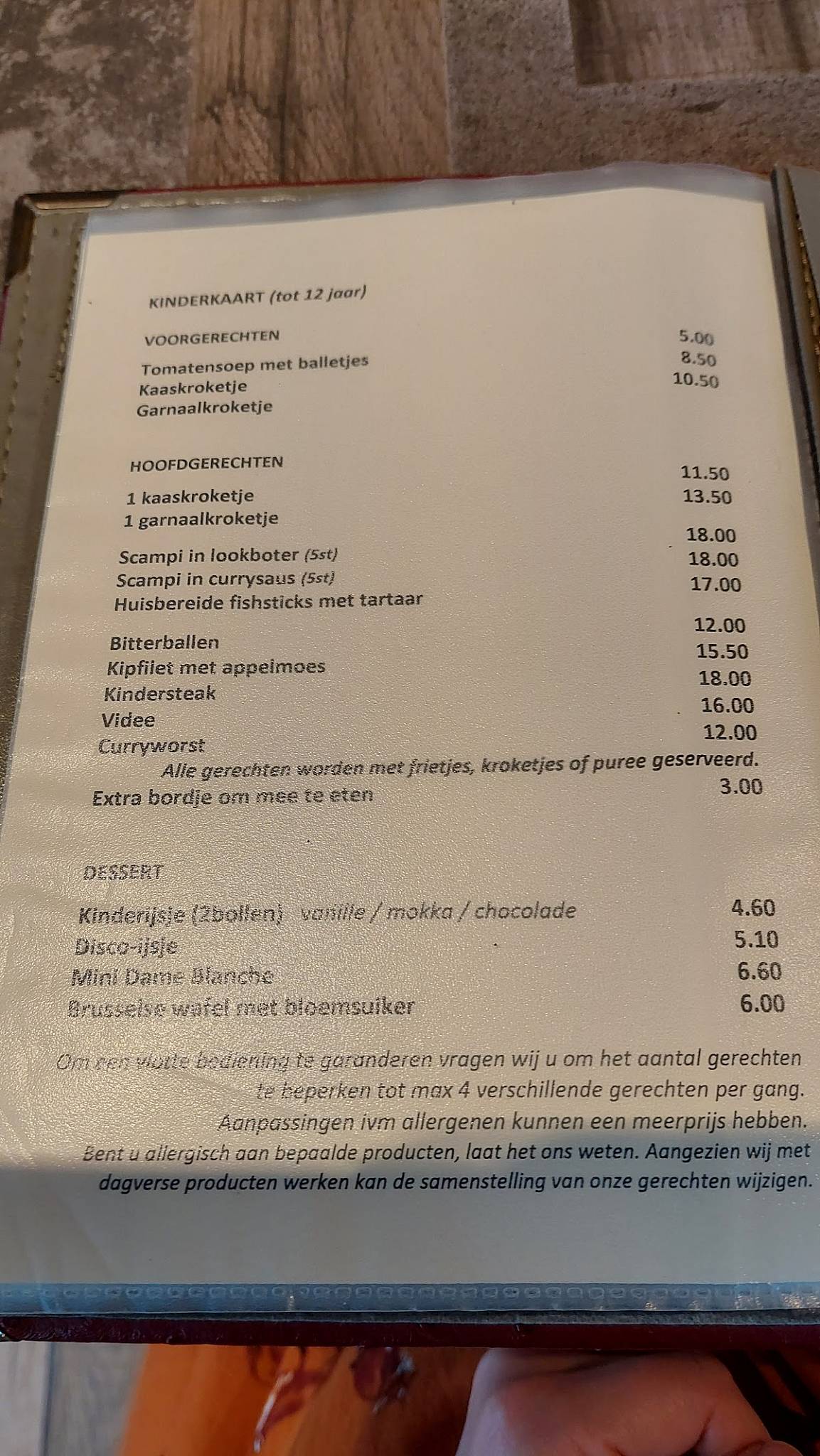 Menu de De Kongo