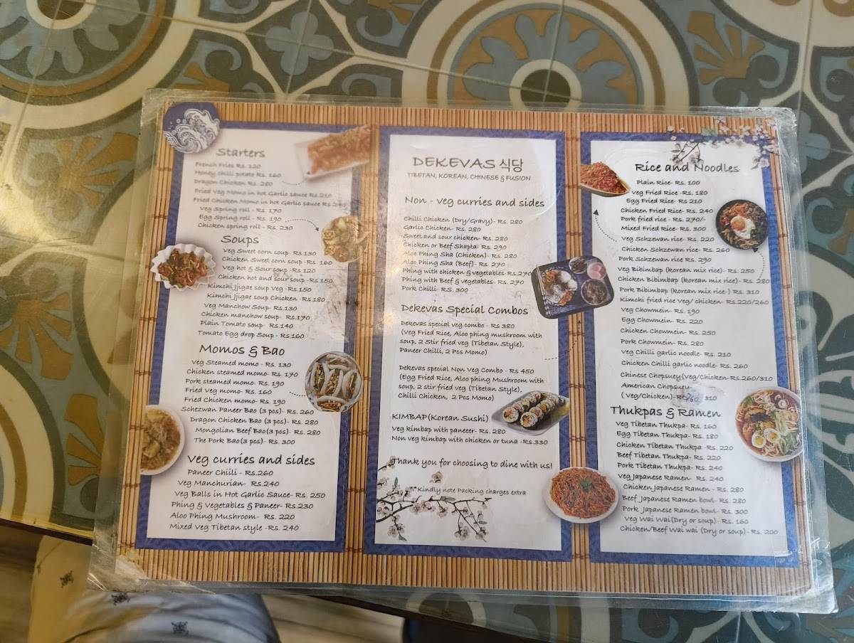 Dekevas Restaurant menu