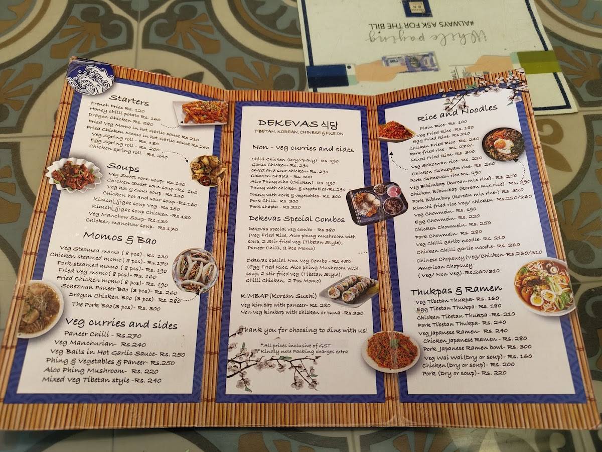 Dekevas Restaurant menu
