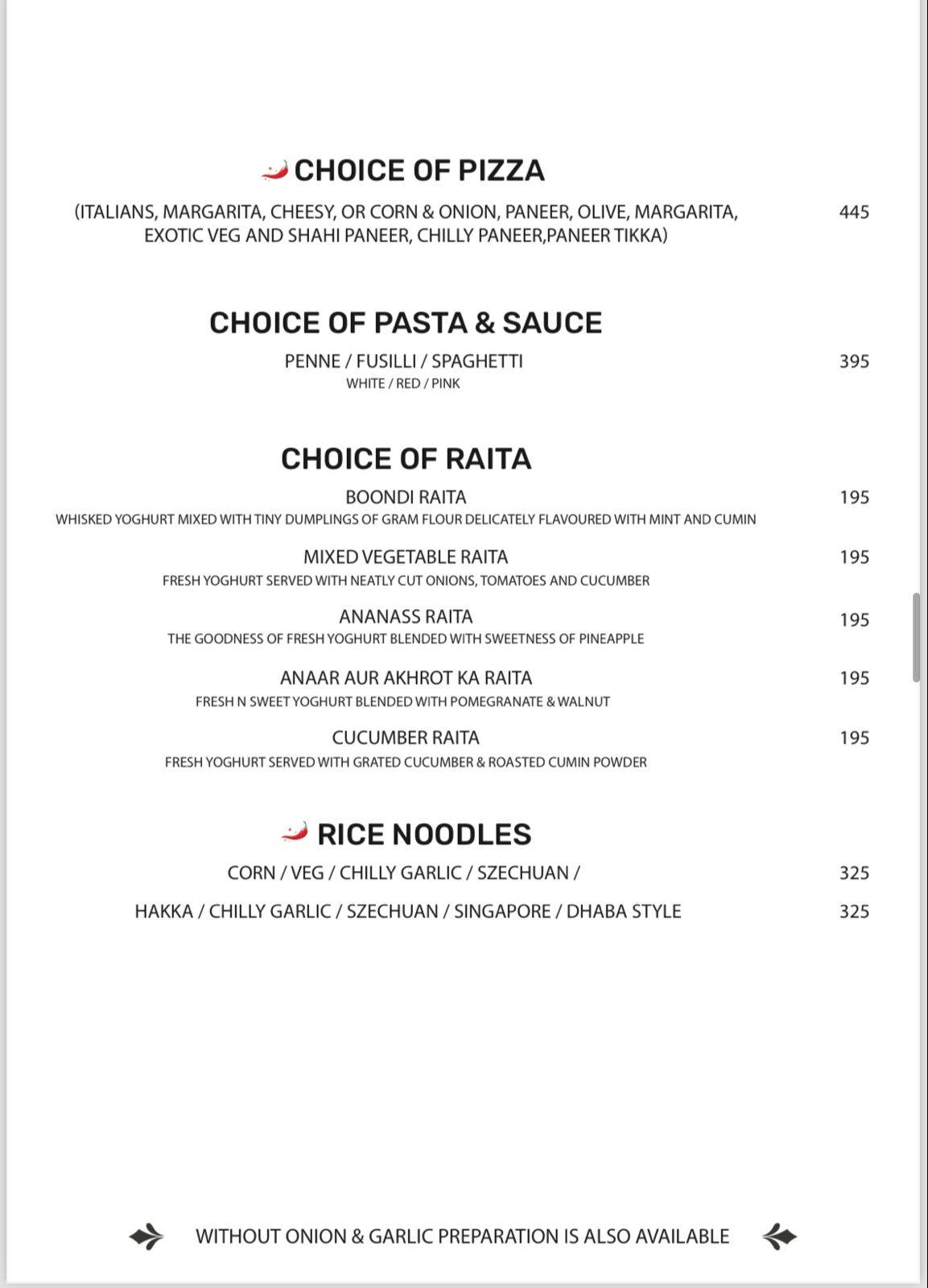 21 Candles Restaurant & Cafe A Unit of The Masala Chowk menu