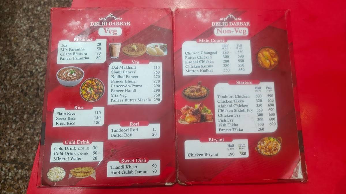 Delhi Darbar menu