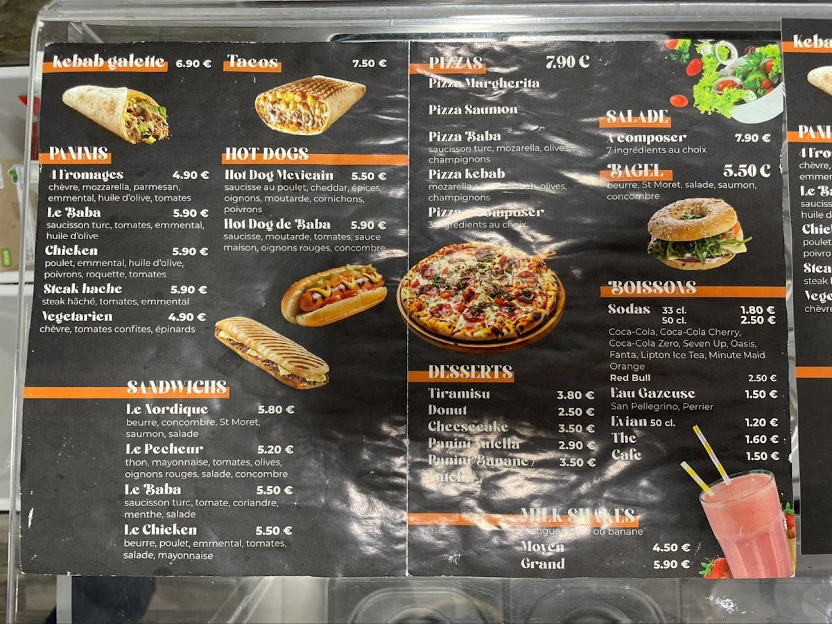 Menu de Délices de Baba