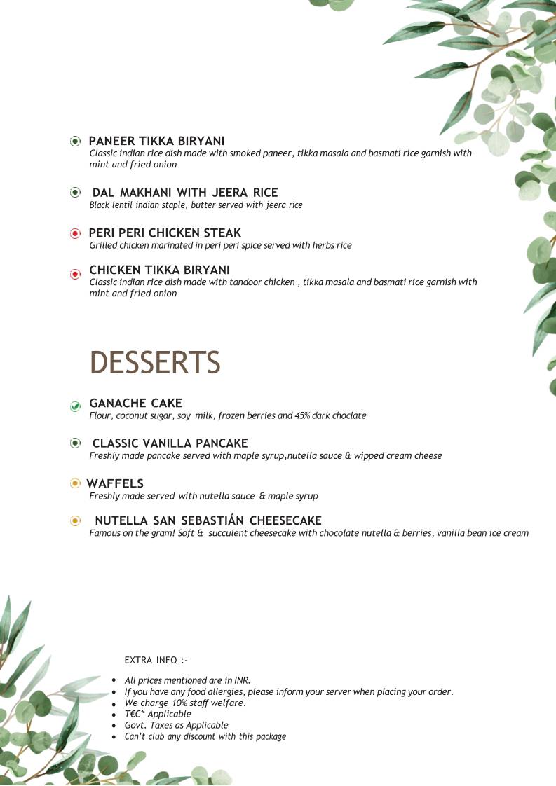 Demy Cafe & Bar menu