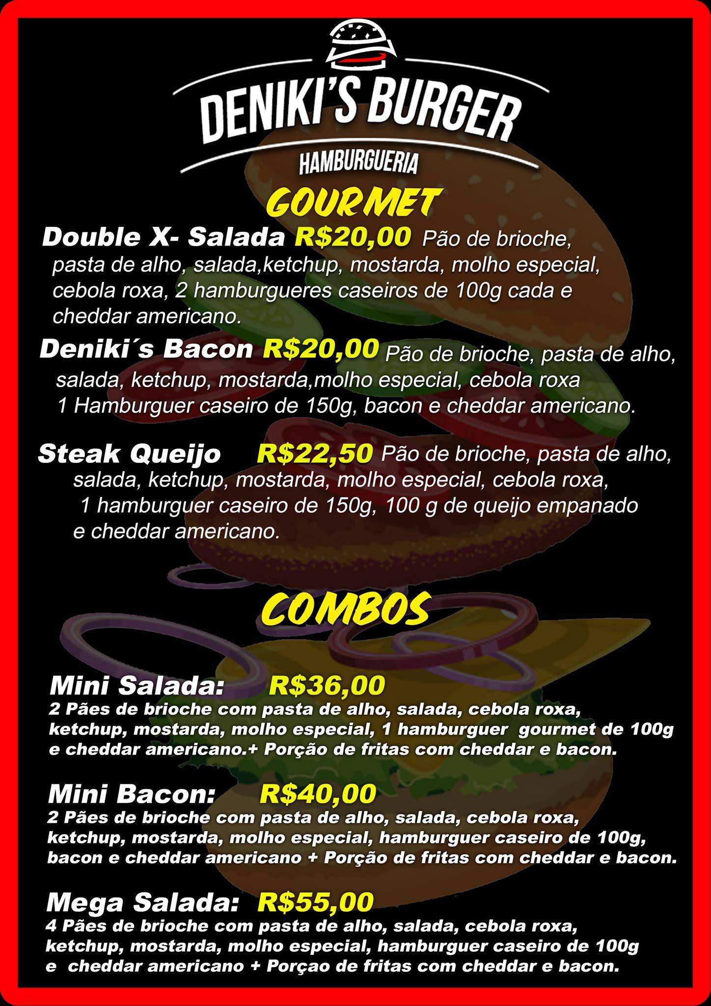 Deniki's Burger cardápio