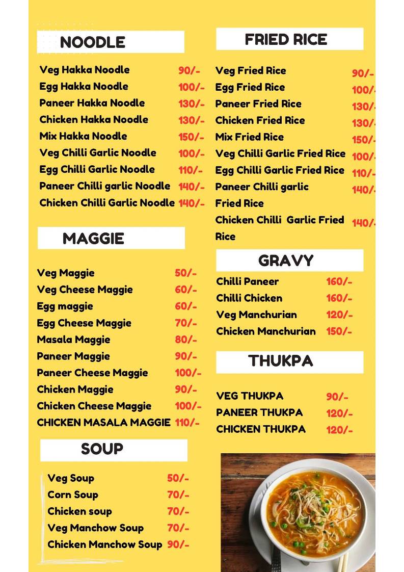 Nomfry Cafe menu