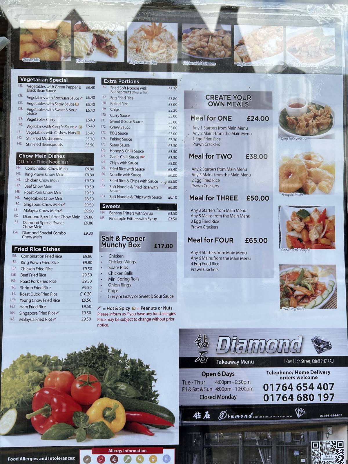 Menu at Diamond Takeaway restaurant, Crieff