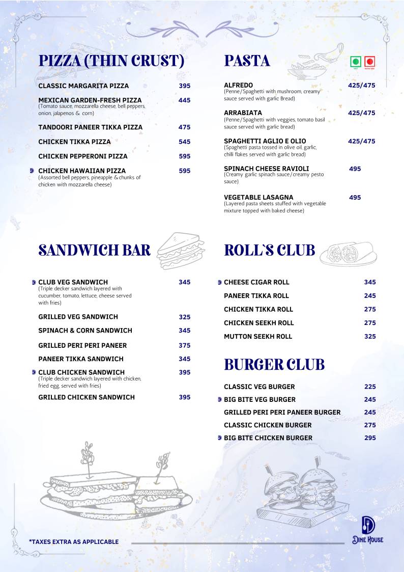 Dine House menu