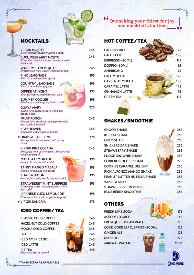 Dine House menu