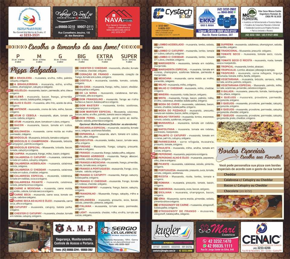 Dom Mastery Pizza cardápio