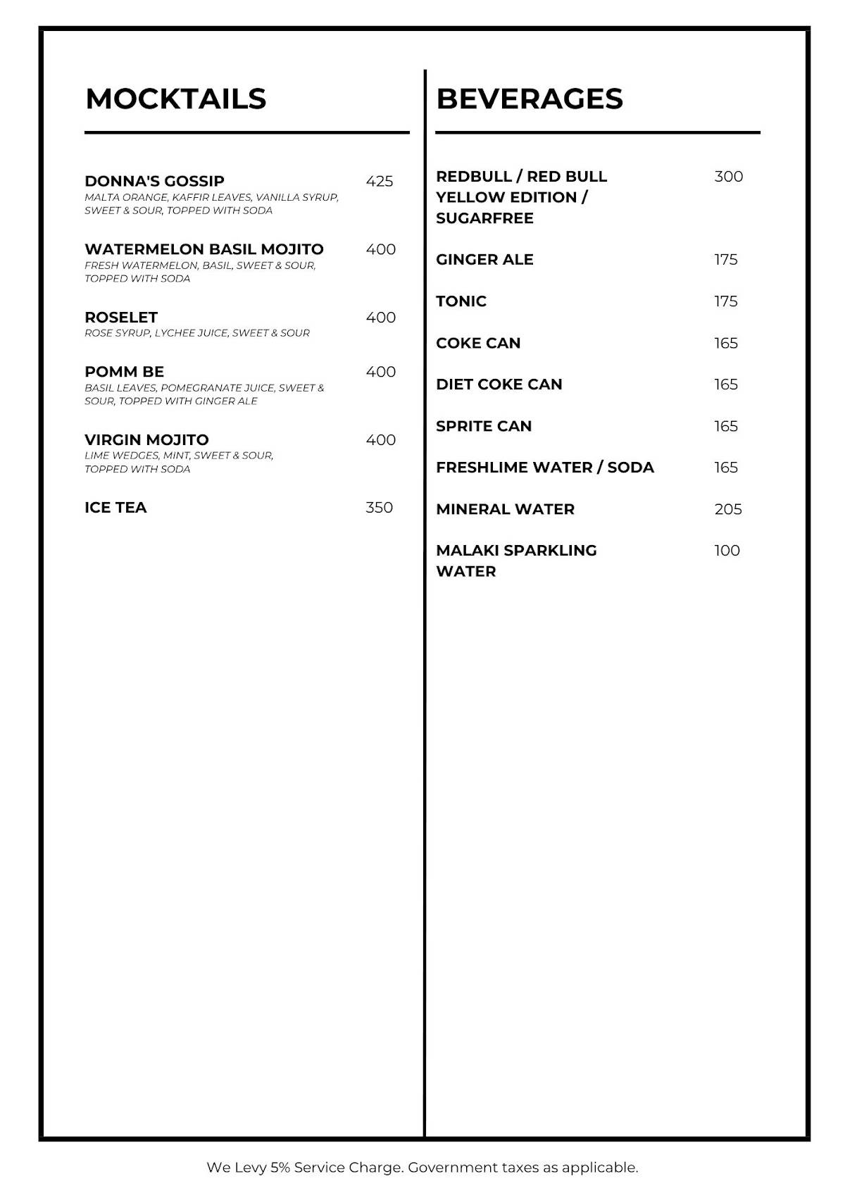Donna Deli menu
