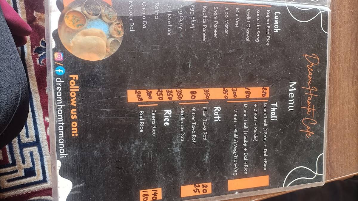 Dream Hamta Cafe & glamps menu