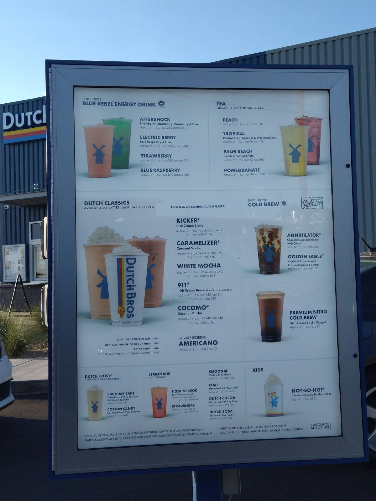 Menu at Dutch Bros Coffee pub & bar, Tucson, E Speedway Blvd SEC (Dodge