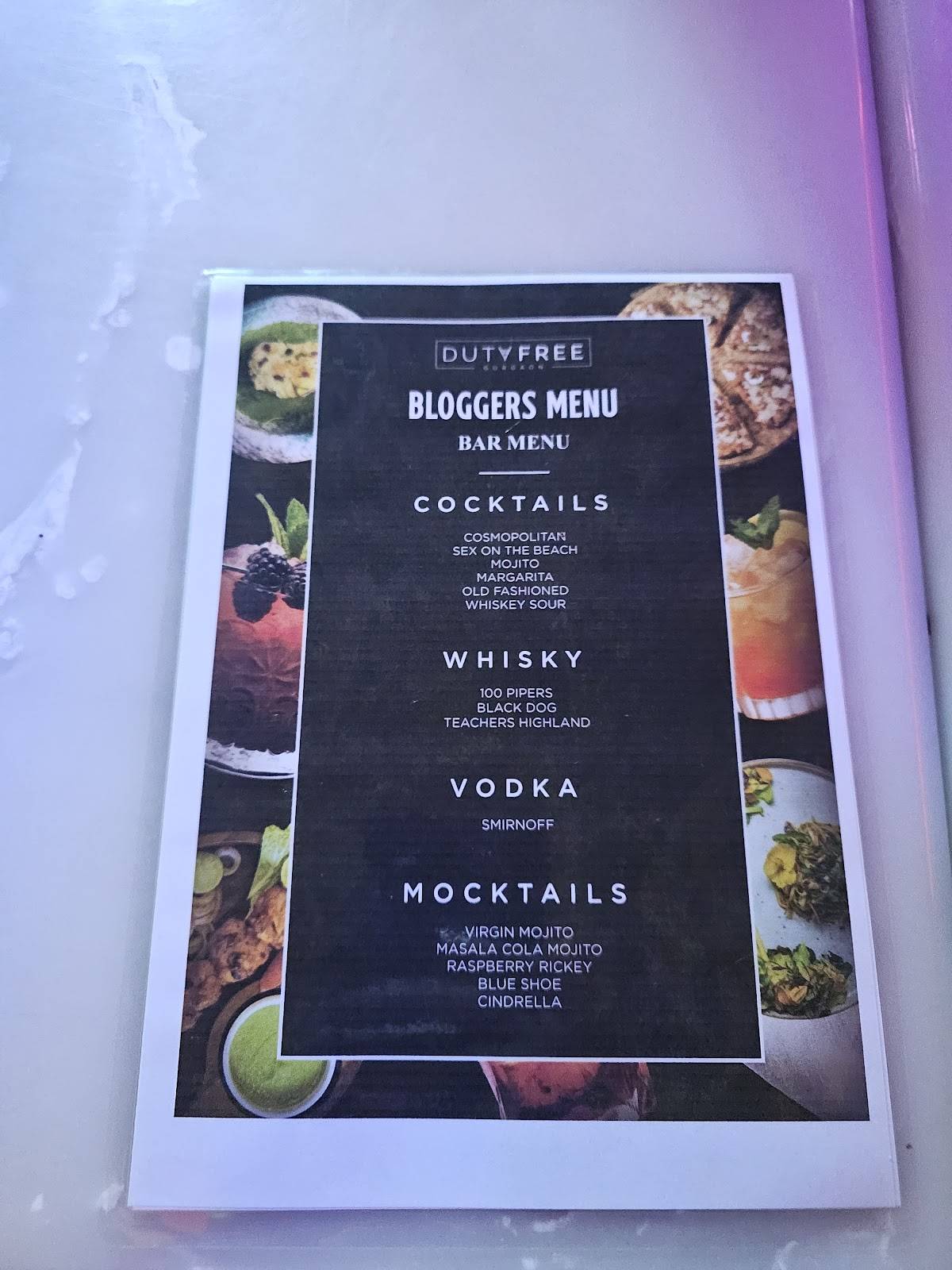 DutyFree - The Vayu Bar menu