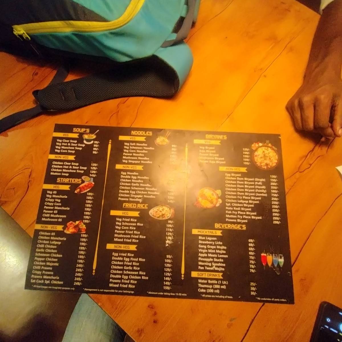 EAT COCK resto & JAIL mandi menu