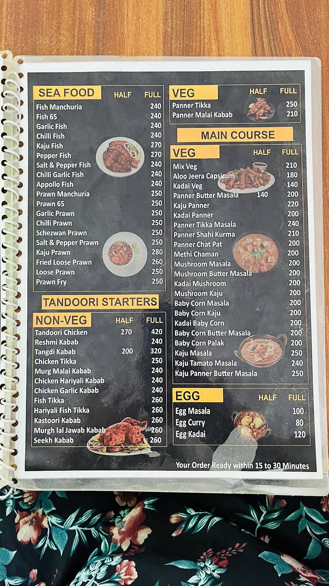 EM BABU THINNARA RESTAURANT menu