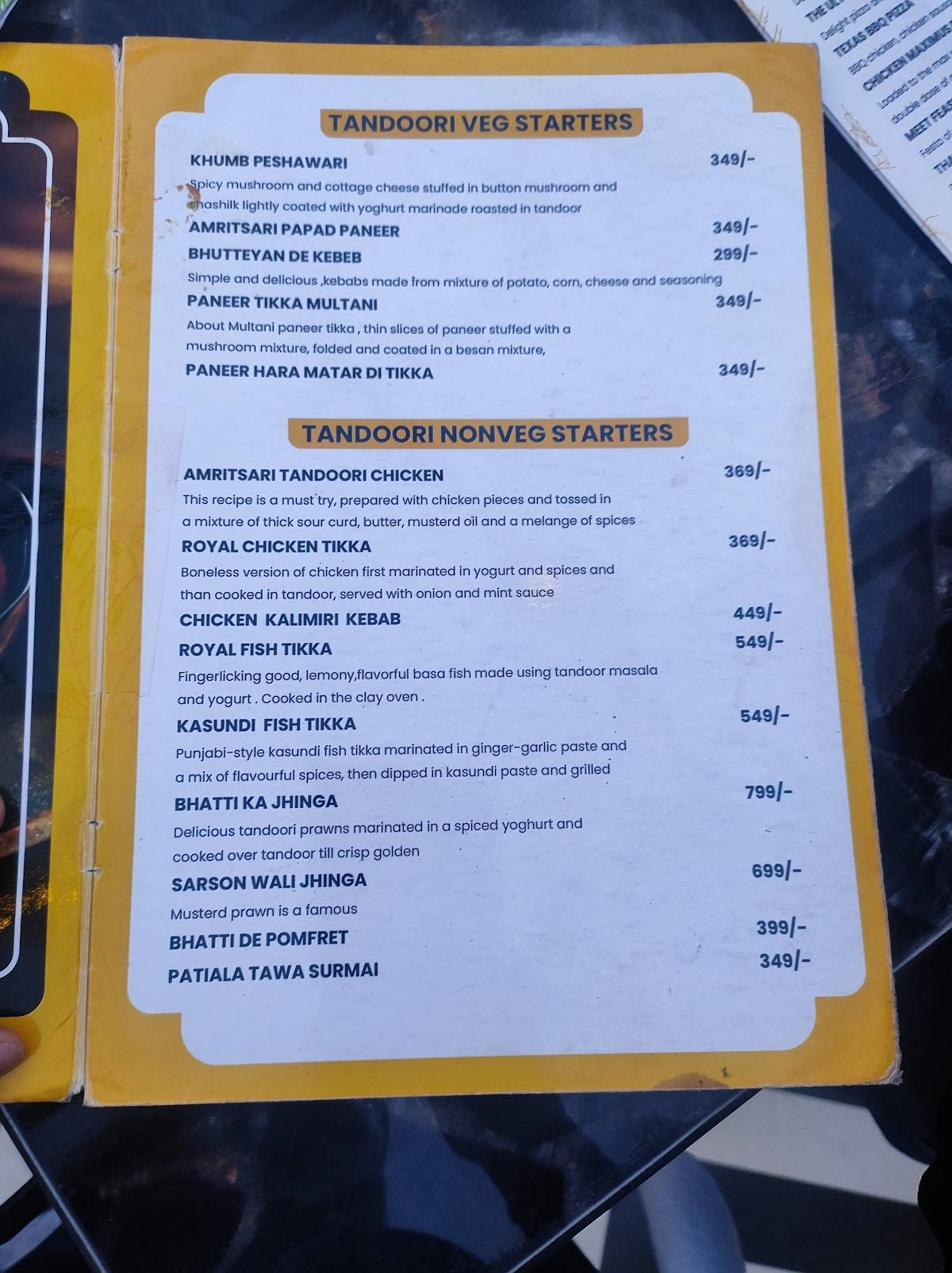 EMBASSY CLUB & SKY LOUNGE menu