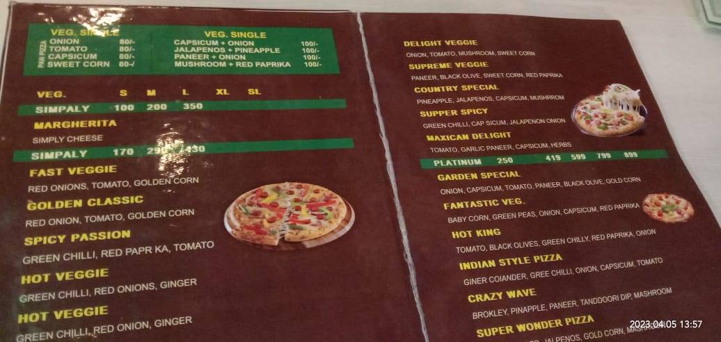 ENDLESS PIZZA menu