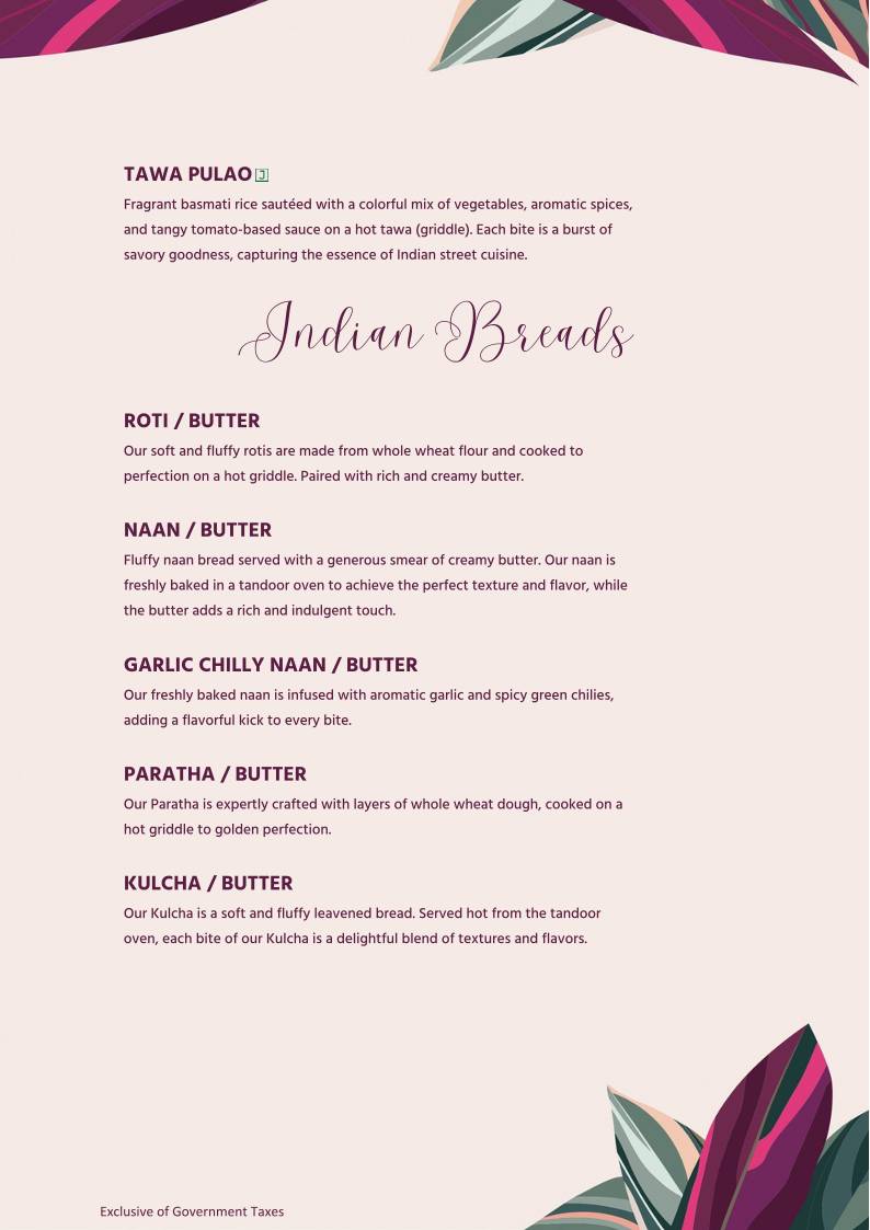 Earth Houz - Pure Vegetarian menu