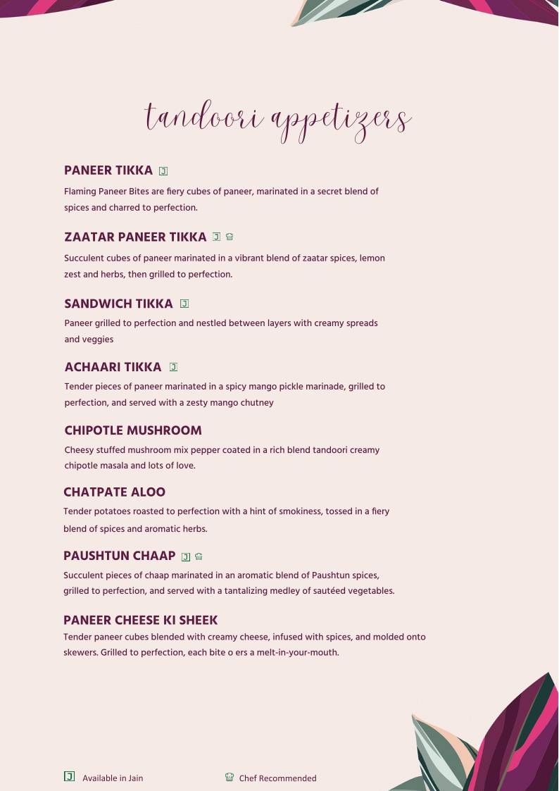 Earth Houz - Pure Vegetarian menu