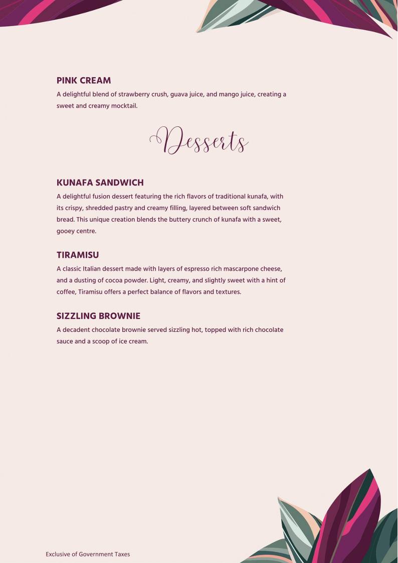 Earth Houz - Pure Vegetarian menu
