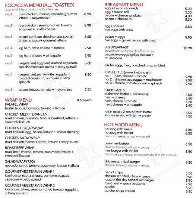 Menu at Eat on Glen Osmond restaurant, Adelaide
