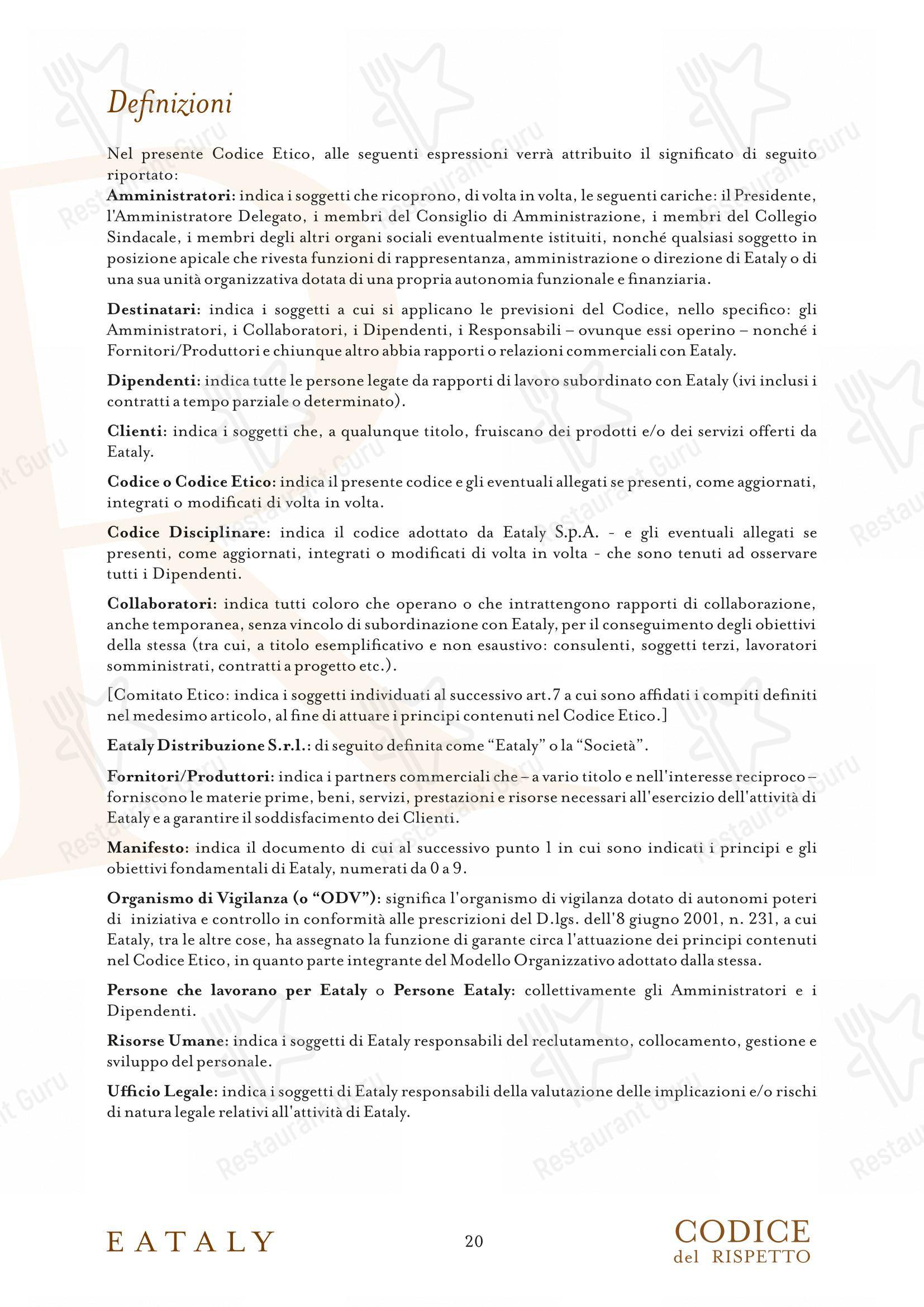 Menu di Eataly Torino Lingotto - Menu