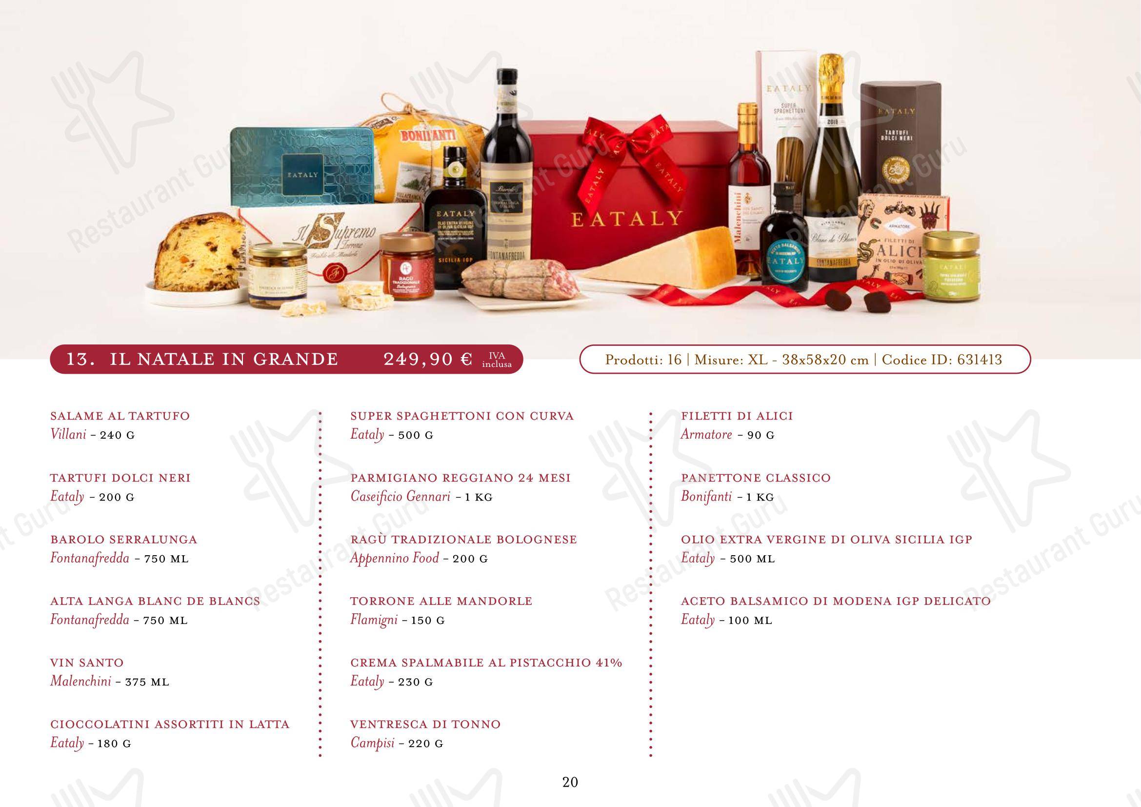 Menu bar per Eataly Torino Lingotto ristorante