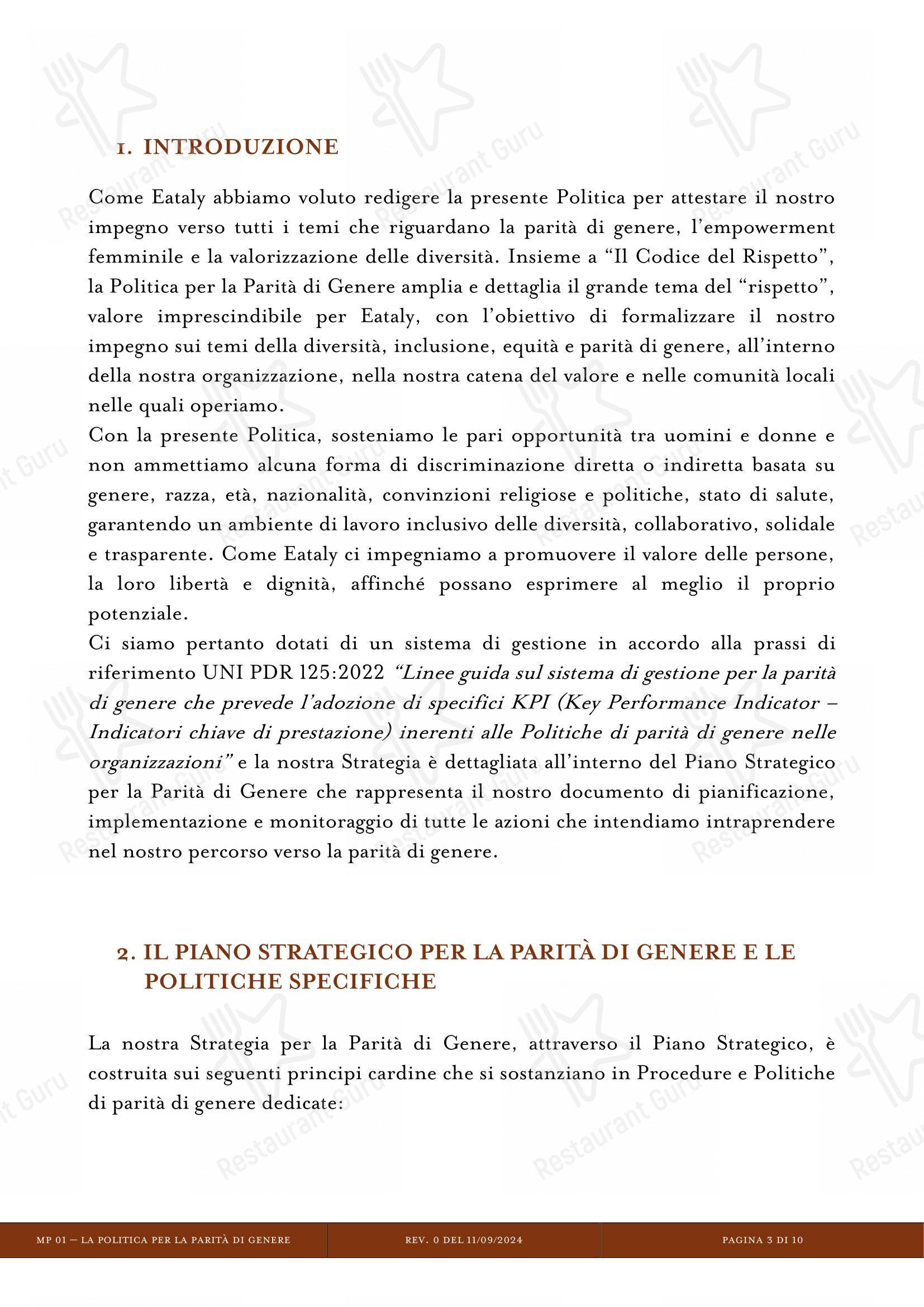 菜单 per Eataly Torino Lingotto ristorante