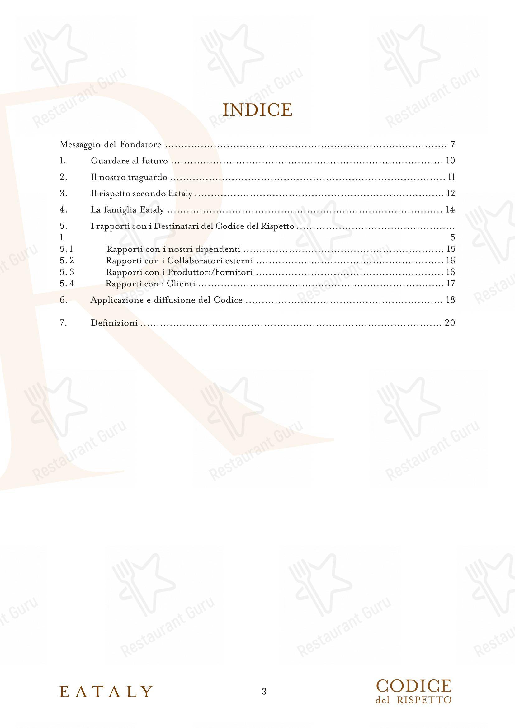 Menu per Eataly Torino Lingotto in Torino