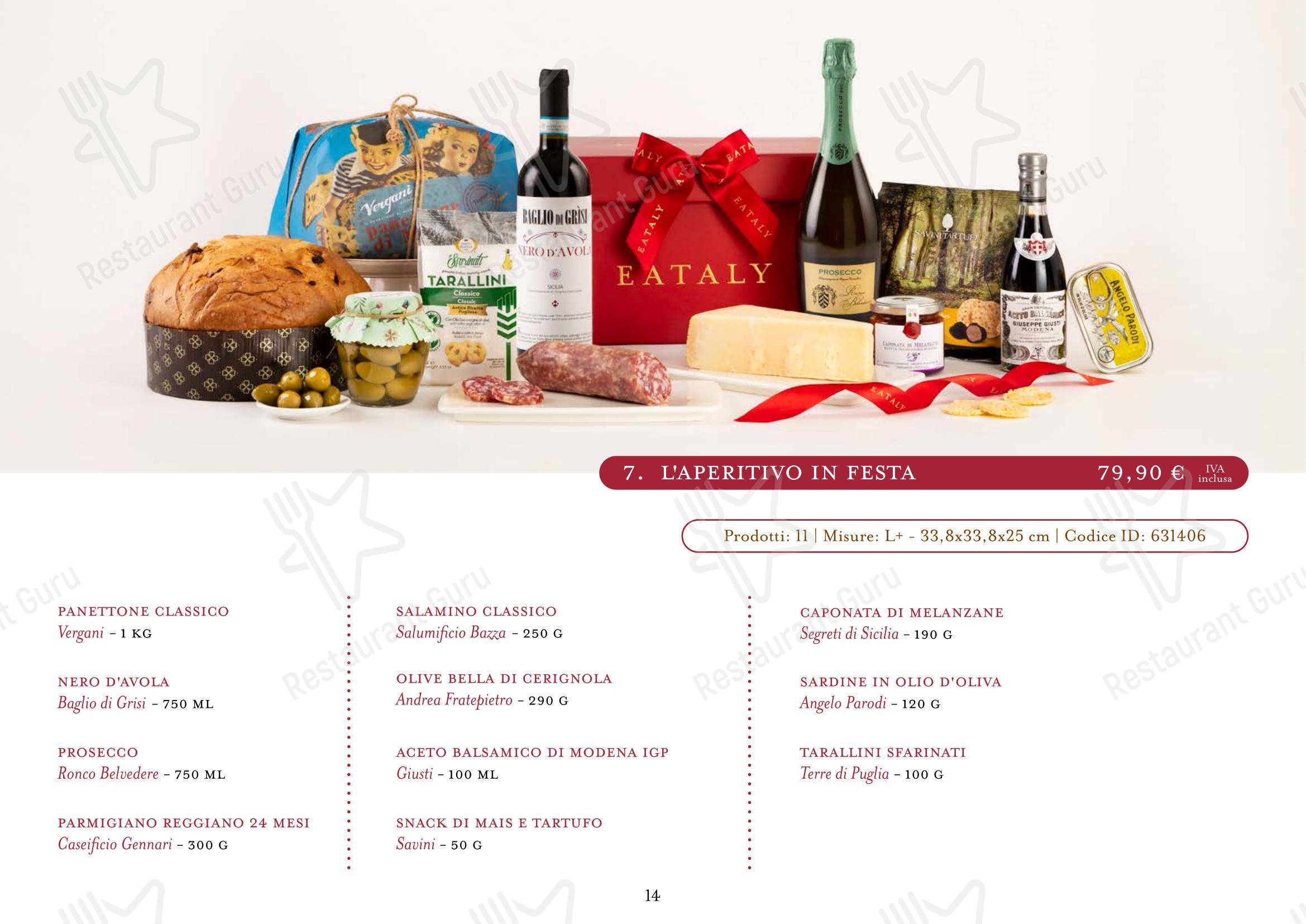 Menu bar per Eataly Torino Lingotto ristorante