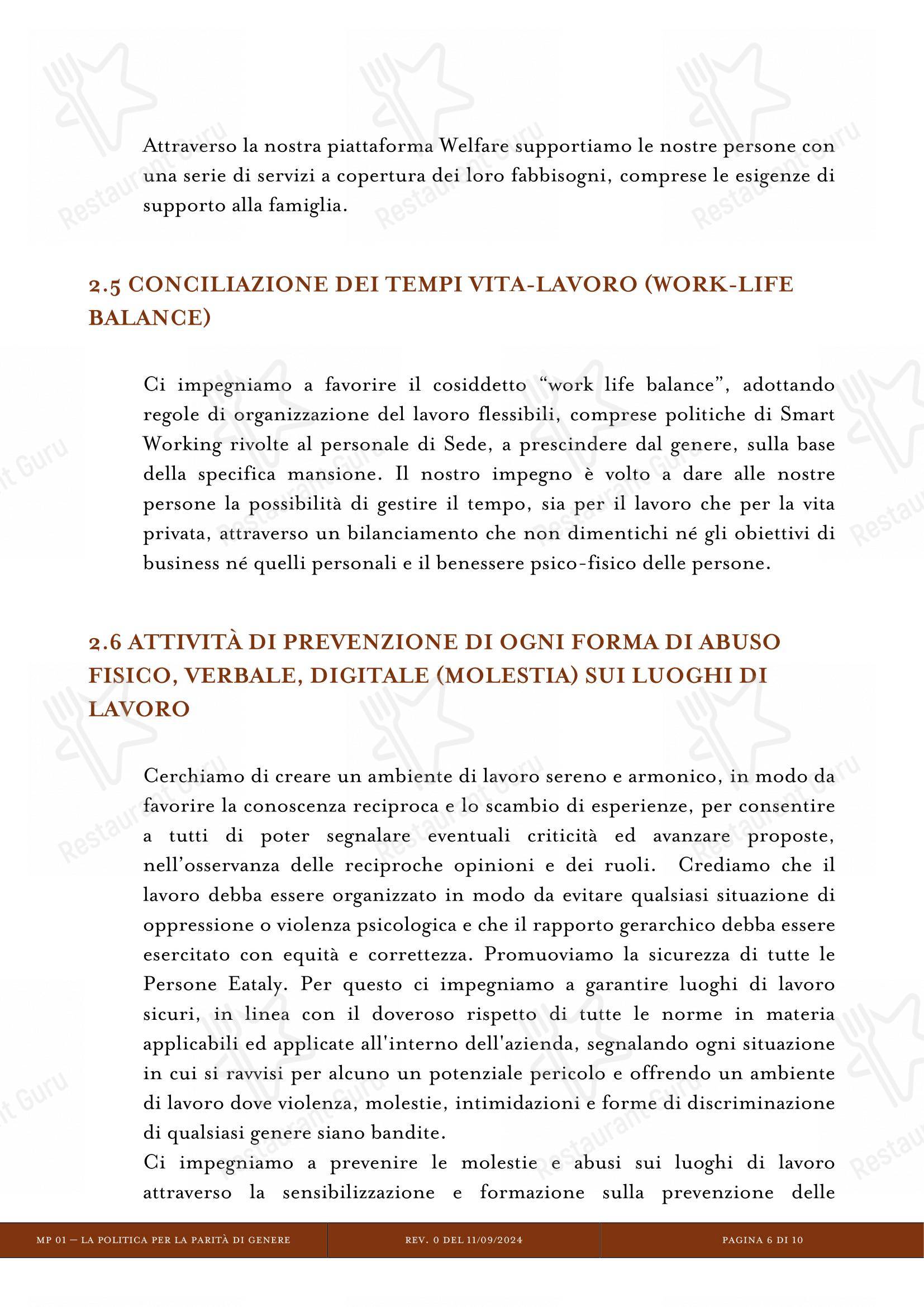 Eataly Torino Lingotto in Torino - 菜单