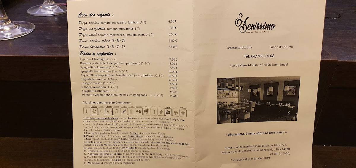 Menu de Ebenissimo