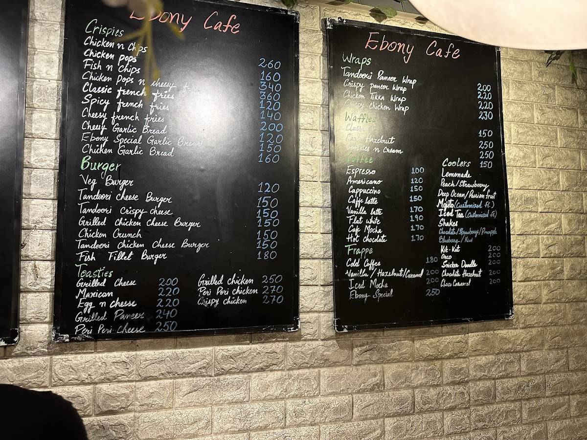 Ebony Cafe menu