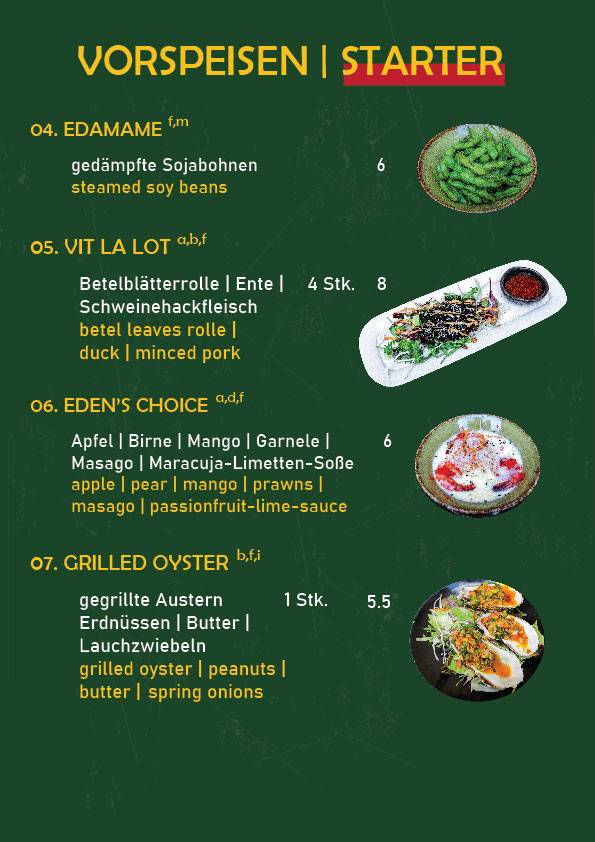Menu de Eden