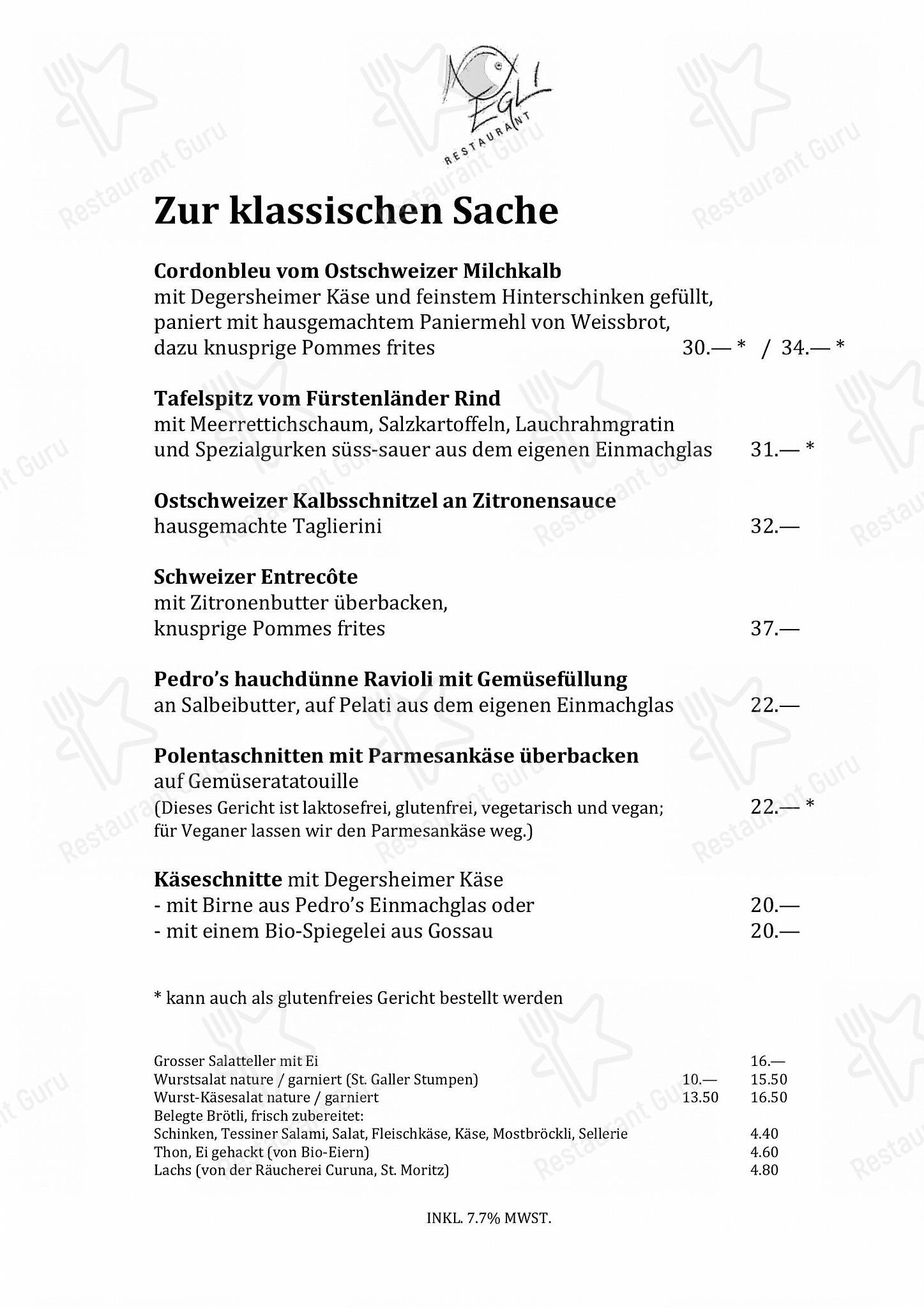 Restaurant Egli in Gossau - Boronia Catering Menu Pack